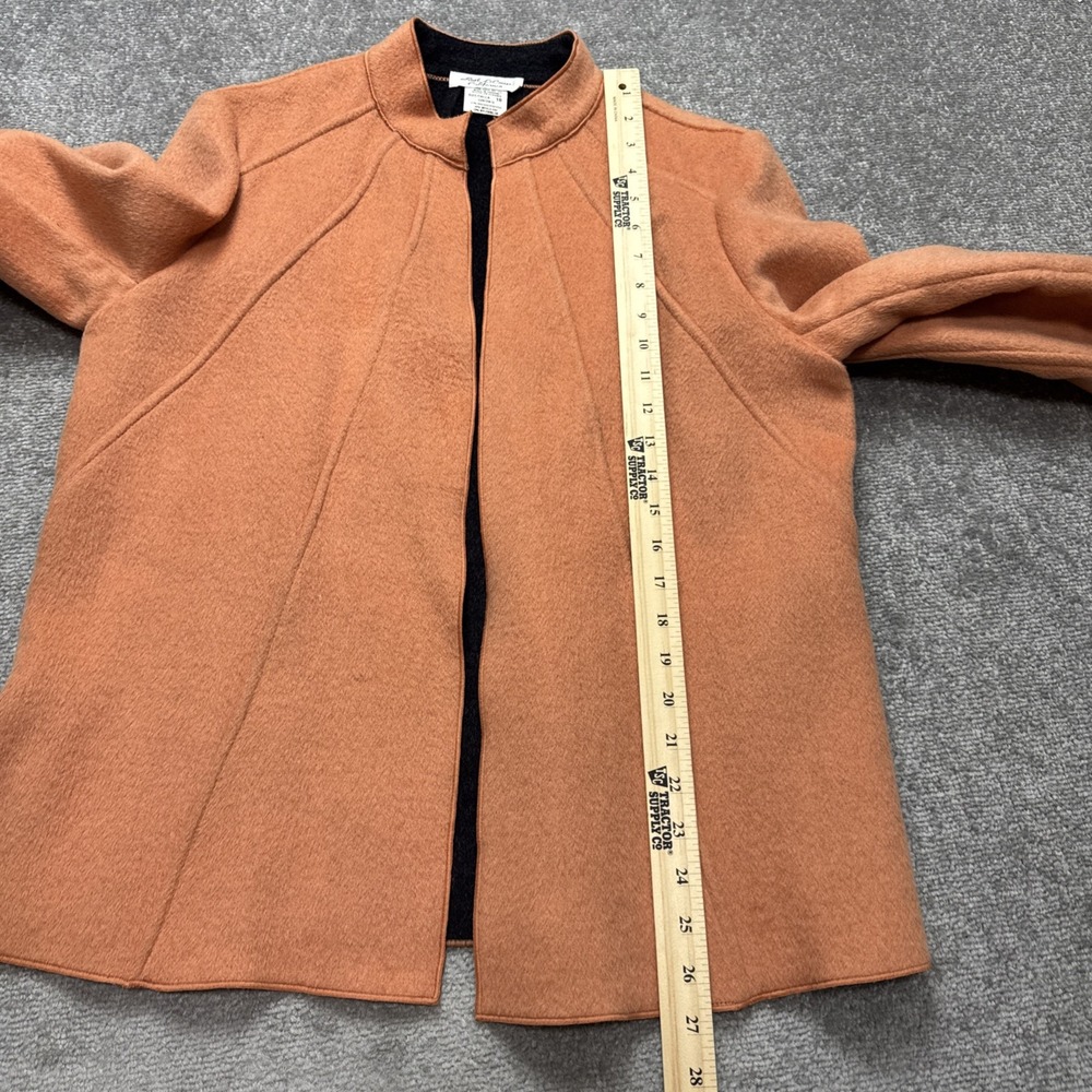Vintage Orange Women's 10 Wool Blend Open Front Jacket Mandarin Collar Lecover - Picture 5 of 6